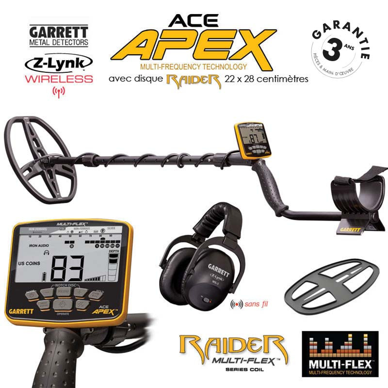 Détecteur Garrett Ace Apex Casque Sans Fil Z-Lynk [Disque Raider]