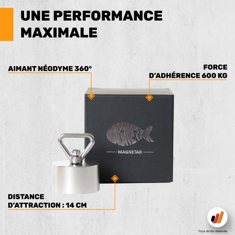 Aimant néodyme 360° Magnetar Hardcore 600 kg - Pêche à l'aimant