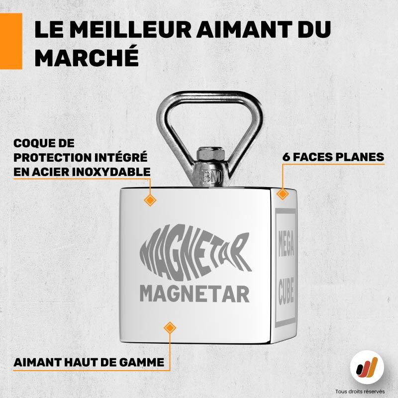 Aimant néodyme Magnetar MEGACUBE 2700 kg - Detecteurs.fr