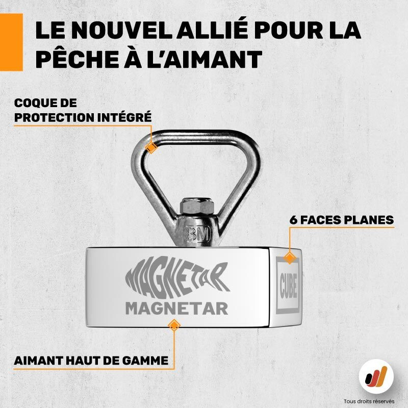 Pack aimant Magnetar CUBE 1350 kg + corde 25 mètres