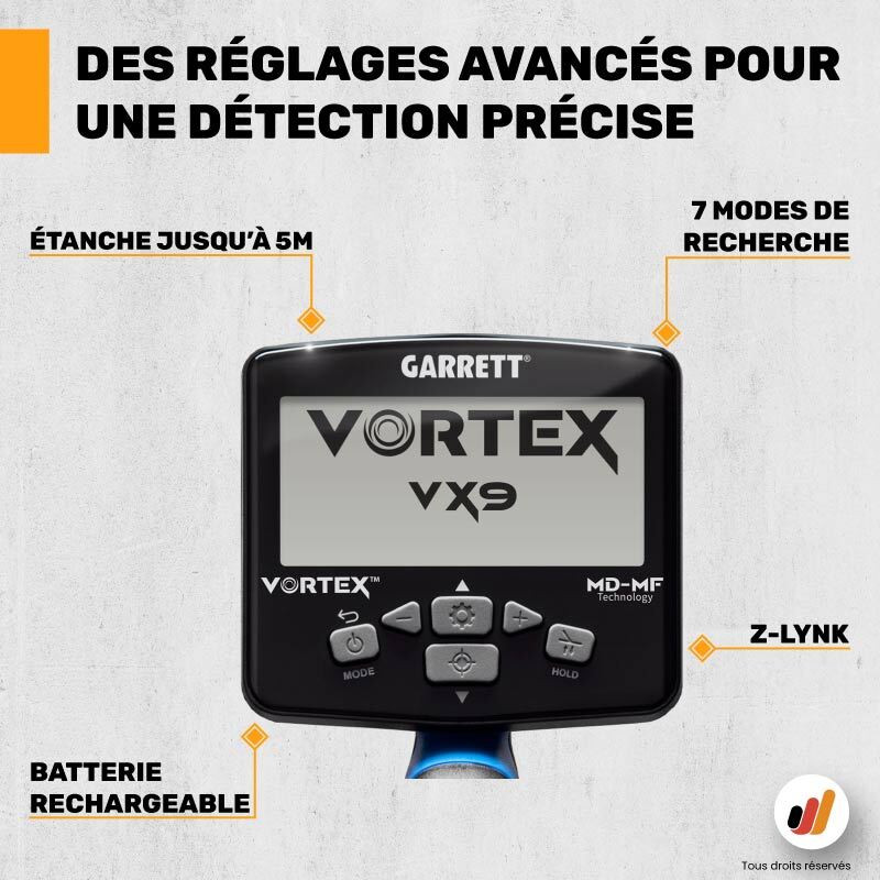 Détecteur Garrett Vortex VX5 VX7 VX9 - Detecteurs.fr